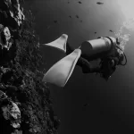 Scuba diver black and white